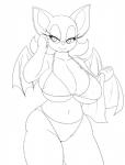 2016 anthro bat big_breasts bikini breasts cleavage clothed clothing female hi_res huge_breasts mammal membrane_(anatomy) membranous_wings monochrome rouge_the_bat sega smile solo sonic_the_hedgehog_(series) speeds swimwear two-piece_swimsuit wide_hipped_female wide_hips wings