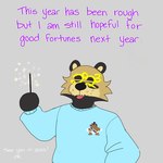 Rating: s
ID: 5584532
Date: 2025-05-19 19:05:30 -0400
Status: active
Score: 6
1:1 anthro black_ears black_hands black_nose blue_clothing blue_sweater blue_topwear brown_body brown_fur canid canine clothing diamond_(marking) diaper elubbb_(p_rindustries) english_text equid equine eyebrows eyes_always_closed eyes_closed eyewear frown fur glasses grey_background holidays horse male mammal markings new_year new_year_2023 new_year_glasses novelty_glasses p_rindustries p_rindustries_(p_rindustries) raccoon_dog simple_background sparkler sparkles sweater tanuki text thick_eyebrows topwear whisker_spots white_hands post #5584532
