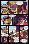 absurd_res anthro canid canine canis clothed clothing comet_stars comic deer dialogue domestic_dog duo english_text fully_clothed group hat headgear headwear hi_res johnny_bunny lagomorph leporid magic male mammal rabbit raccoon_dog size_difference tanuki text thekinkybear vick_timber