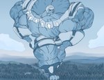 2018 4_toes anthro armor big_muscles big_pecs captain_kalus cloud feet felid fist forest headgear helmet huge_muscles huge_pecs hyper hyper_muscles lion macro male mammal muscular pantherine pecs plant plantigrade sky smile solo sonicgamer toes tree walking