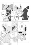 absurd_res ambiguous_gender black_and_white comic dialogue dipstick_tail dokuase duo ear_markings eevee eeveelution english_text espeon evolution_(transformation) eyes_closed facial_markings feral forehead_markings forked_tail fur generation_1_pokemon generation_2_pokemon greyscale hard_translated head_markings headpat hi_res jumping leg_markings markings monochrome multicolored_body multicolored_fur neck_tuft nintendo plant pointy_speech_bubble pokemon pokemon_(species) right_to_left ring_(marking) simple_background sitting sitting_on_ground smile speech_bubble standing sunrise surprise tail tail_markings text third-party_edit transformation translated translation_edit tree tuft two_tone_body two_tone_fur umbreon unusual_anatomy unusual_tail white_background