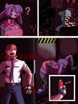 2023 3:4 absolute_territory anthro bent_over big_breasts bonfie_(cryptiacurves) bonnie_(fnaf) breasts cleavage clothed clothing comic confusion crossgender digital_media_(artwork) door duo ears_down faceless_character faceless_male female fingerless_gloves five_nights_at_freddy's fredina's_nightclub fur gloves gryvvath handwear hi_res human inside lagomorph leporid male mammal mtf_crossgender necktie pivoted_ears purple_body purple_fur question_mark rabbit scared scottgames scut_tail short_tail standing tail thick_thighs wide_hips