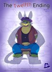 2023 absurd_res alligator alligatorid anthro bottomwear brok_(brok_the_investigator) brok_the_investigator clothing cover cowcat_games crocodilian duo english_text hat headgear headwear hi_res kemono male mammal murid murine nakadashimashta pants rat reptile rodent scalie shirt sitting slightly_chubby solo_focus squealers_chief text topwear