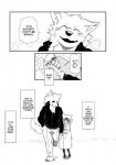 anthro canid canine canis comic dialogue duo english_text female fur hair hi_res human kemono lila_(kashiwagi_aki) male mammal monochrome short_hair text translated wolf yakantuzura young zinovy