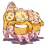 1:1 alternate_species cosplay exeggcute generation_1_pokemon group hair hitec human humanized male mammal nintendo not_furry open_mouth pink_hair pokemon pokemon_(species)