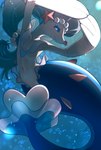 ambiguous_gender aquamarine_hair asterozoan blue_eyes echinoderm eyelashes feral fin gashiboka generation_7_pokemon hair hi_res long_hair marine navel nintendo pink_nose pokemon pokemon_(species) primarina smile solo starfish starfish_(accessory) tail tail_fin white_body white_eyelashes