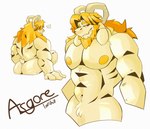 anthro asgore_dreemurr beard blonde_hair boss_monster_(undertale) bovid butt caprine facial_hair front_view goat hair hi_res horn lofihill long_ears looking_at_viewer male mammal muscular rear_view slightly_chubby smile smiling_at_viewer smirk smirking_at_viewer solo teeth undertale undertale_(series)