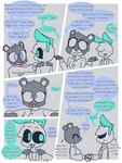 alien antennae_(anatomy) anthro bear blue_eyes comic dialogue duo english_text female fur grey_body grey_fur hi_res male mammal osho_(zyneru) profanity speech_bubble text white_body white_fur zyneru zyneru_(character)