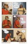 2018 anthro anthro_on_anthro beard canid canine canis carnivorous_plant comic dialogue douglas_kim duo english_text facial_hair felid hair hi_res hybrid leaning leaning_forward looking_at_another male male/male mammal mature_male muscular mustache nathan_(kimmykun) night open_mouth overweight pantherine plant purple_eyes red_eyes red_hair speech_bubble suspenders text tiger url venus_flytrap wallace_(kimmykun) wolfdog