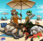 animal_genitalia anus backsack balls beach big_balls bottomless bottomless_intersex bottomless_male bottomless_taur butt canid canid_taur canine canine_taur casual_exposure clothed clothed/nude clothed_intersex clothed_male clothed_maleherm clothing collar dragon dragon_taur female genitals hi_res horn hybrid intersex larru-larru male maleherm mammal mammal_taur mythological_creature mythological_scalie mythology nude nude_beach partially_clothed public public_exposure pussy quadruped scalie seaside sheath tail tail_anus taur