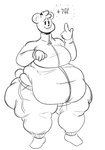 2017 4_fingers accessory anthro bear belly big_belly big_breasts biped black_text blush blush_lines bottomwear bow_ribbon breasts brianna_(kaboodles) clothed clothing digital_drawing_(artwork) digital_media_(artwork) english_text female fingers footwear fur hair hair_accessory hair_bow hair_ribbon height imperial_unit kaboodles mammal monochrome navel_outline nice_brianna_(kaboodles) obese obese_anthro obese_female open_mouth open_smile overweight overweight_anthro overweight_female pants ribbons round_ears shoes simple_background simple_eyes small_tail smile solo standing sweatpants tail tall text thick_thighs topwear white_background wide_hips zipper