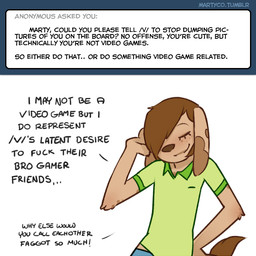Rating: s
ID: 4082804
Date: 2023-05-30 19:20:19 -0400
Status: active
Score: 112
/v/ 1:1 2012 anthro brown_body brown_fur brown_hair brown_tail canid canine canis clothing domestic_dog doxy english_text eyes_closed fur green_clothing green_shirt green_topwear hair homophobic_slur male mammal marty_(onta) profanity question shirt simple_background solo tail text topwear post #4082804
