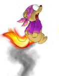 ambiguous_gender anthro bottomless burning butt butt_on_fire clothed clothing fifybear fire hand_on_butt kerchief mammal mustelid musteline open_mouth pain smoke solo tail tail_on_fire true_musteline weasel