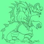 1:1 anthro awarebear butt claws clothing dragon green_background horn knight knight_armor male mid_transformation muscular muscular_anthro muscular_male mythological_creature mythological_scalie mythology nipples overweight overweight_anthro overweight_male scales scalie sharp_teeth simple_background solo spines tail teeth torn_clothing transformation warrior werecreature weredragon