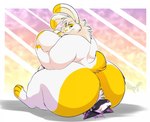 anthro blep butt_crush dominant dominant_female duo emory_(oopsallnoodles) facesitting female fur gold_eyeshadow husband_and_wife lagomorph leporid male male/female mammal married_couple neck_tuft obese overweight overweight_female primagen purple_body purple_fur rabbit semi-anthro sitting_on_another smile smirk smothering spoon_(oopsallnoodles) spotatocat synthetic tongue tongue_out tuft white_body white_fur yellow_body yellow_fur