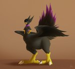 2022 avian avian_taur biped biped_taur black_body black_feathers black_hair chocobo_taur claws digital_media_(artwork) digital_painting_(artwork) digitigrade dipstick_feathers eyebrows feathers feet finger_claws hair hands_on_hips hi_res male male_taur nude_male nude_taur purple_eyes shaded shadow signature simple_background small_upper_body soft_shading solo spread_wings standing tail tail_feathers tallyn talons taur toe_claws toes wings year yellow_body yellow_skin zarakon