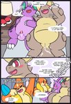 after_sex after_transformation animal_genitalia bed black_border bodily_fluids border breath claws close-up comic confusion cum cum_inside dialogue english_text female feral floatzel furniture gender_transformation generation_1_pokemon generation_4_pokemon genital_fluids genitals hi_res kangaskhan leaking_cum lying male mtf_transformation nidorino nintendo nude nulloffset panting penile penis penis_tip pokeball pokemon pokemon_(species) pussy sheath spread_legs spreading surprise tapering_penis text thought_bubble thumbless tongue tongue_out transformation