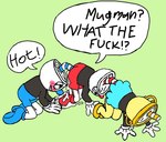 all_fours anal anal_penetration container cup cuphead_(character) cuphead_(game) dialogue female forced goblet group group_sex human_centipede humanoid male male/female male/male ms._chalice mug mugman penetration rape sex threesome train_position trio unknown_artist