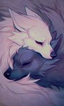 2014 ambiguous_gender blue_body blue_fur canid canine canis close-up cuddling daww digital_media_(artwork) duo ears_back eyes_closed falvie feral fur mammal pivoted_ears romantic romantic_couple white_body white_fur wolf