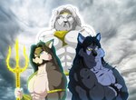 2017 abs anthro beard brown_hair building canid canine canis cloud digital_media_(artwork) european_mythology facial_hair felid fur glowing greek_mythology group hades hades_(xxsparcoxx) hair lion male mammal melee_weapon multicolored_body multicolored_fur muscular muscular_anthro muscular_male mythology pantherine polearm poseidon poseidon_(xxsparcoxx) trident trio two_tone_body two_tone_fur weapon white_body white_fur wolf xxsparcoxx zeus zeus_(xxsparcoxx)