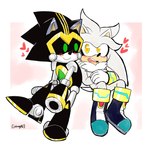 anthro archie_comics badnik blush boots clothing duo eulipotyphlan footwear gloves handwear heart_symbol hedgehog hi_res machine male mammal metallic_body robot sega shard_the_metal_sonic shoes silver_the_hedgehog sitting smile sonic_the_hedgehog_(archie) sonic_the_hedgehog_(comics) sonic_the_hedgehog_(series) valeriagl92