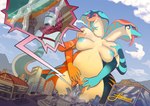Rating: e
ID: 3613377
Date: 2022-10-08 00:03:45 -0400
Status: active
Score: 65
2_heads 4_arms 4_breasts anthro apode armor big_breasts blue_arms blue_body blue_nipples bodily_fluids breasts breath building_in_pussy building_insertion building_sex city city_background city_destruction cityscape clitoris close_up_panel cloud conjoined conjoined_twins destruction detailed_background digital_media_(artwork) draconcopode duo extreme_size_difference eyes_closed female genital_fluids genitals gesture hand_gesture hand_on_breast headgear helmet hi_res hood human improvised_sex_toy knight landscape_dwarfing larger_female legless living_insertion lorersno97 macro male mammal markings mountain multi_arm multi_breast multi_head multi_limb naga nipples nude ok_sign orange_arms orange_body red_nipples reptile sarzu_&_israz scalie serpentine sibling_(lore) size_difference smaller_male snake tail tongue tongue_out twins_(lore) vaginal vulva warrior window_view post #3613377
