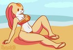 aged_up anthro beach big_breasts big_butt bikini breast_expansion breasts butt clothing cream_the_rabbit erect_nipples expansion female footwear hi_res lagomorph leporid mammal nipples nokamiwd rabbit sandals seaside sega shoes simple_background smile solo sonic_the_hedgehog_(series) sunbathing swimwear thick_thighs thigh_expansion two-piece_swimsuit wide_hips