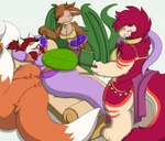 after_transformation anthro blue_eyes breasts brown_body brown_fur canid canine canis careful_what_you_wish_for clothed clothing colored coyote crisstail dragon fanning feeding female food fox fruit fur gender_transformation genie glowing glowing_eyes grape green_body group happy harem_outfit horn hybrid hypnosis legless lying mammal medium_breasts mind_control misunderstanding monkey_paw mtf_transformation multi_tail mythological_creature mythological_scalie mythology open_mouth orange_body orange_fur plant purple_eyes red_body red_fur scalie sequence spiral_eyes tail tan_body tan_fur transformation trio unidentified_species white_body white_fur wings wish wish_twisting