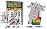 ambiguous_species angry anthro bag blush canid canine canis clothing english_text eyes_closed graphic_tee group guide_lines hi_res holding_melee_weapon holding_object holding_weapon hug hugging_another humor kissing lgbt_pride machete male male/male mammal melee_weapon pochowek poland polish_text pride_colors rainbow_pride_colors shirt sign simple_background sketch t-shirt text topwear tote_bag translated trio weapon white_background