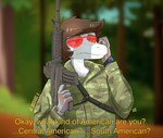 Rating: s
ID: 5599883
Date: 2025-05-26 13:55:08 -0400
Status: active
Score: 9
2025 abstract_background anthro artist_name brown_hair camo camo_clothing camo_print camo_topwear cavemanon_studios civil_war_(movie) clock clothing colton_graves cosplay crossover crossover_cosplay dialogue digital_drawing_(artwork) digital_media_(artwork) dinosaur dromaeosaurid english_text eyewear fan_character glasses grey_body grey_scales gun hair hi_res holding_gun holding_object holding_ranged_weapon holding_weapon male military_uniform multicolored_body multicolored_scales outside pattern_clothing pattern_topwear prehistoric_species ranged_weapon reptile scales scalie seven_(artist) sharp_teeth short_hair snaggle_teeth snoot_game solo sunglasses teeth text theropod tinted_glasses topwear two_tone_body two_tone_scales uniform velociraptor watch weapon wristwatch post #5599883
