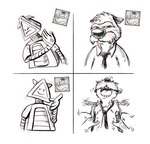 2024 alphonselavallee anthro brok_the_investigator clair_(furaffinity) clothed clothing comic cowcat_games eyes_closed facial_hair hi_res laugh machine male mammal mature_male meme mustache mustelid necktie nipples open_clothing open_mouth open_shirt open_topwear otter robot shirt solo solo_focus tickling topwear tribot_(brok_the_investigator) wes_(brok_the_investigator)