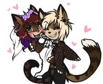 ally_(5uicideleopard) anthro black_tie_(suit) clothing domestic_cat dress duo faenatical felid feline felis female female/female fishnet_clothing fishnet_legwear hair heart_symbol legwear low_res mammal suit tail wedding wedding_dress