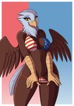 2018 absurd_res accipitrid accipitriform american_flag_bikini anthro avian bald_eagle beak big_breasts bikini bikini_down bikini_pull bird bodily_fluids breasts brown_body brown_feathers clothed clothing clothing_pull conditional_dnp dialogue digital_media_(artwork) drako1997 eagle english_text eyelashes feathered_wings feathers female flag flag_bikini flag_clothing flag_print flag_swimwear flashing flashing_pussy genital_fluids genitals healthcare_eagle hi_res looking_at_viewer navel nipple_outline non-mammal_breasts presenting presenting_pussy print_bikini print_clothing print_swimwear pussy scuted_arms scutes sea_eagle simple_background smile solo swimwear swimwear_pull text third-party_edit tongue tongue_out two-piece_swimsuit united_states_of_america vaginal_fluids wet wet_clothing wet_swimwear white_body white_feathers wings yellow_beak yellow_eyes