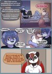 2016 anthro babystar bear biped brushfire_wyndragon comic detailed_background dialogue digital_media_(artwork) dragon english_text felid female fur gemma_polson giant_panda group hair hi_res hybrid lion male mammal mythological_creature mythological_scalie mythology onomatopoeia pantherine paul_grayson rodent scalie sciurid sitting sound_effects standing tail text tree_squirrel trio