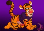 absurd_res aroused aroused_face bottomless bottomless_male claws clothed clothing conditional_dnp disney felid feline genitals hi_res lobofeo male mammal pantherine penile_spines penis pooh's_adventures pooh's_hunny_hunt solo tiger tigger winnie_the_pooh_(franchise)