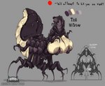 5_fingers arthropod balls big_breasts biped breasts color_swatch english_text female fingers genitals grey_background hi_res human larger_female male mammal model_sheet penis simple_background size_difference smaller_human smaller_male text the_widow_(ze_blackball.d) ze_blackball.d