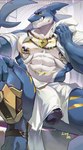 Rating: e
ID: 5593166
Date: 2025-05-23 16:39:41 -0400
Status: active
Score: 33
abs alvintanubis anthro arm_scar armor artist_name balls black_sclera blue_body blue_scales cheek_scar chest_markings clothing digital_drawing_(artwork) digital_media_(artwork) dylan_(alvintanubis) eye_scar facial_scar fin fin_scar fish footwear genitals gills glans gold_markings greaves green_eyes grin head_fin hi_res jewelry leg_markings looking_at_viewer luodejun male marine markings multicolored_body multicolored_scales muscular muscular_anthro muscular_male navel necklace nipple_piercing nipple_ring nipples notched_fin pecs penis piercing ring_piercing sandals scales scar shark shoes shoulder_scar showing_teeth smile solo tail tail_fin teeth text thigh_markings towel towel_around_waist towel_on_shoulder two_tone_body two_tone_scales white_body white_scales post #5593166