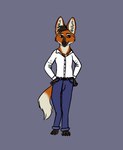 anthro canid canine clothing hands_on_hips male mammal maned_wolf shirt solo topwear violet_opossum_typewriter white_clothing white_shirt white_topwear