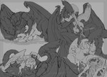 absurd_res alien alien_(franchise) anthro avian bird corvid corvus_(genus) crow dark_the_xenodragon duo female feral hi_res hybrid male male/female olivia_(plagueburd) oscine owl passerine plagueburd raven xenodragon xenomorph