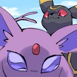 1:1 2023 ambiguous_gender black_body black_fur close-up cloud confusion duo eeveelution espeon felid feral first_person_view forehead_gem fur gem generation_2_pokemon hi_res mammal nintendo outside pokemon pokemon_(species) pokemon_colosseum purple_body purple_eyes purple_fur red_eyes rhythmantics sky umbreon yellow_body yellow_fur