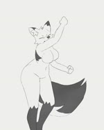 2024 2d_animation animated anthro arctic_fox arona_sexyback big_breasts biped black_body black_fur blep breasts butt canid canine dancing digital_media_(artwork) featureless_breasts female fox frame_by_frame fur green_eyes happy hybrid lichee mammal mephitid multicolored_body multicolored_fur music navel nude open_mouth pepper_(lichee) raised_tail short_playtime skunk solo sound sound_warning synced_to_music tail tongue tongue_out true_fox two_tone_body two_tone_fur webm white_body white_fur