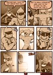 anthro bandai_namco butt comic dialogue digimon digimon_(species) digital_media_(artwork) ear_piercing ear_ring english_text etemon eyewear fangs fur haplorhine hi_res inside male mammal metaletemon monkey monochrome muscular muscular_male nude open_mouth piercing primate ring_piercing smile speech_bubble sunglasses tail teeth text vitrex