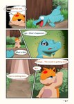 comic darrow0 dialogue english_text forest generation_2_pokemon hi_res male nintendo plant pokemon pokemon_(species) pol_(darrow) quilava speech_bubble text totodile tree yuel