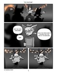 anthro canid canine christmas christmas_clothing christmas_lights cinicalvoice clothing comic deer dialogue ear_piercing english_text female fennec_fox fox group hi_res holidays jericho_(cinicalvoice) male mammal piercing rowan_(cinicalvoice) simple_background text true_fox