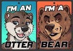 2024 anthro bear biped brown_body brown_fur countershade_fur countershading duo fur grey_eyes headshot_portrait hi_res looking_at_viewer male mammal mustelid muttasaur orange_eyes otter portrait white_body white_countershading white_fur