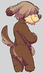 animal_crossing anthro backsack balls brown_body brown_fur butt canid canine canis domestic_dog fur genitals hair hair_over_eyes hi_res hidden_eyes male mammal mousesix nintendo nude shep_(animal_crossing) solo tail