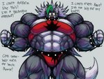 4:3 abs anthro big_muscles big_pecs breasts canid canine canis claws clothing collar ear_piercing ear_ring female five_nights_at_freddy's five_nights_at_freddy's:_security_breach fur green_hair grey_body grey_fur growth hair huge_muscles huge_pecs huge_thighs hyper hyper_muscles long_tail mama_mj_(artist) mammal midriff multicolored_body multicolored_fur muscle_growth muscular muscular_anthro muscular_arms muscular_female muscular_legs muscular_thighs pecs piercing purple_eyes red_clothing ring_piercing roxanne_wolf scottgames solo spiked_collar spikes steel_wool_studios tail thick_thighs tight_clothing vein veiny_muscles white_body white_fur wolf yellow_eyes