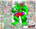 2005 abs armor balls_outline bottomwear bulge clothing comic detailed_bulge english_text gallery genital_outline green_body green_skin humanoid male muscular muscular_male nipples orc pecs penis_outline pink_nipples shorts text tomcat_(artist) trassk tusks