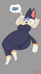 animal_crossing animal_humanoid anthro backsack balls big_butt butt dangermons domestic_cat dream felid feline felis fish fur genitals hair hi_res humanoid male mammal marine nintendo nude nude_male pillow punchy_(animal_crossing) simple_background sleeping solo