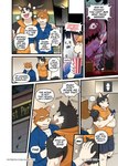 anthro bathroom beverage canid canine canis clothed clothing comic dialogue domestic_cat domestic_dog duo english_text felid feline felis hi_res horror_movie luwei_(artist) male male/male mammal movie_theater muscular muscular_male scared sleeveless_hoodie sumiya text url yuta